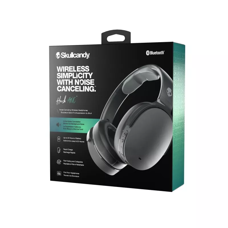 Skullcandy Hesh ANC S6HHW-N740 cuffie over-ear, cablate e wireless, Bluetooth, cancellazione attiva del rumore, USB-C, fino a 22 h, True Black