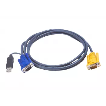 Cavo KVM USB ATEN 1,8 m, 1,8 m, VGA, nero, HDB-15 + USB A, SPHD-15, connettore maschio