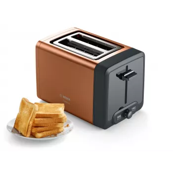 Tostapane Bosch TAT4P429 2 fette 970 W nero/marrone, acciaio inox compatto