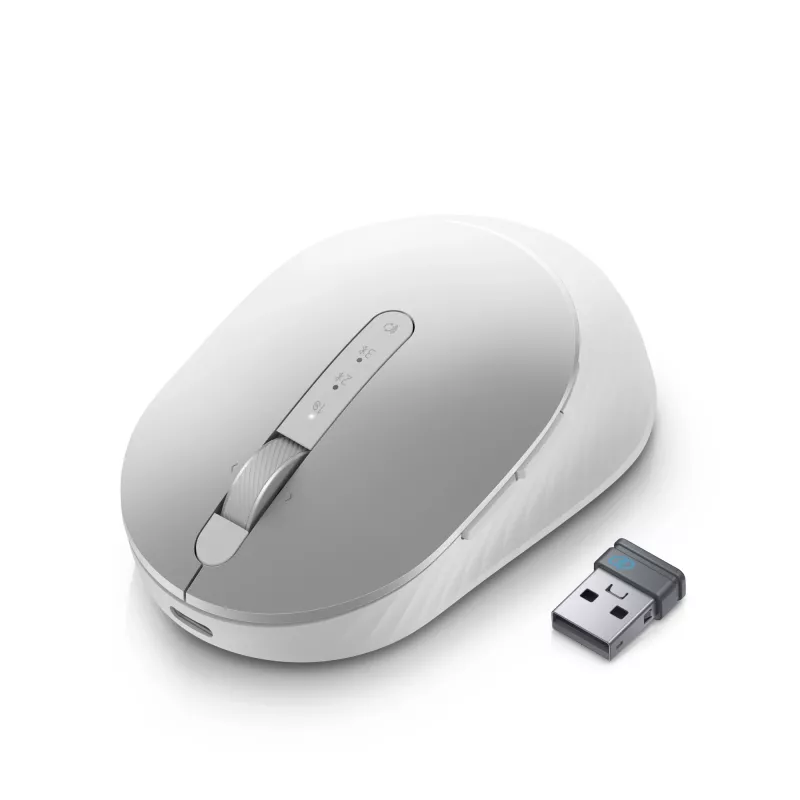DELL Pro Premium Compact Mouse – MS7421W – platino-argento, ambidestro, ottico, RF Wireless + Bluetooth, 1600 DPI, platino, argento (confezione aperta)