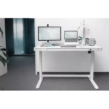 Scrivania regolabile elettricamente in altezza DIGITUS 120x60x12cm con USB bianca