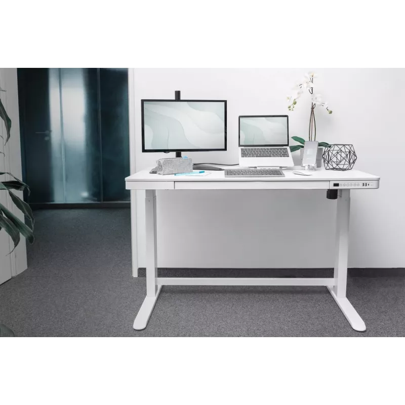Scrivania regolabile elettricamente in altezza DIGITUS 120x60x12cm con USB bianca