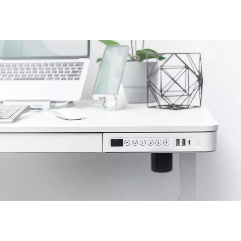 Scrivania regolabile elettricamente in altezza DIGITUS 120x60x12cm con USB bianca