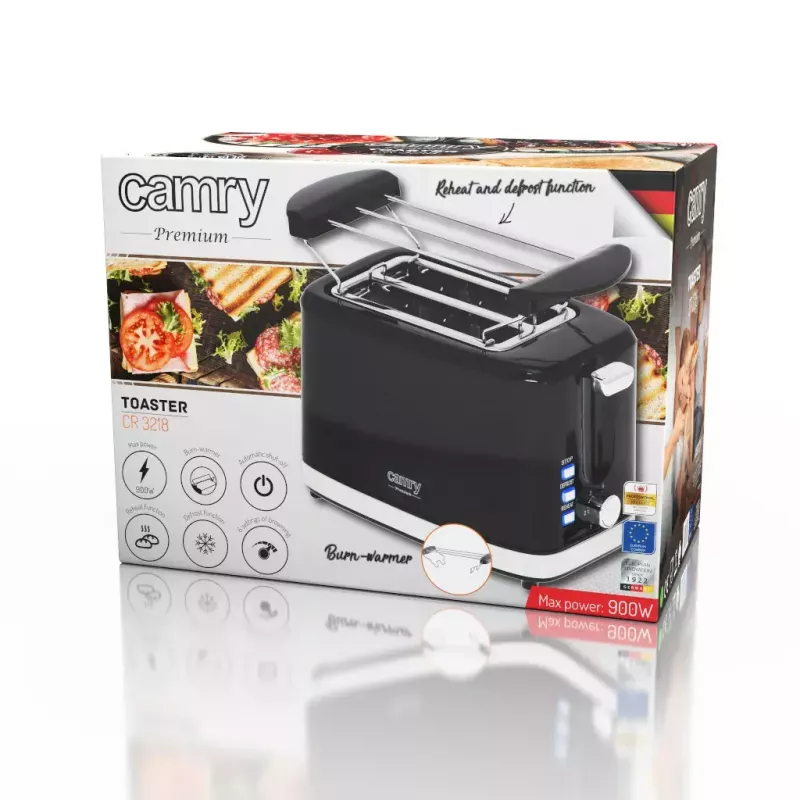 Tostapane Camry Premium CR 3218 2 fette 900 W nero argento