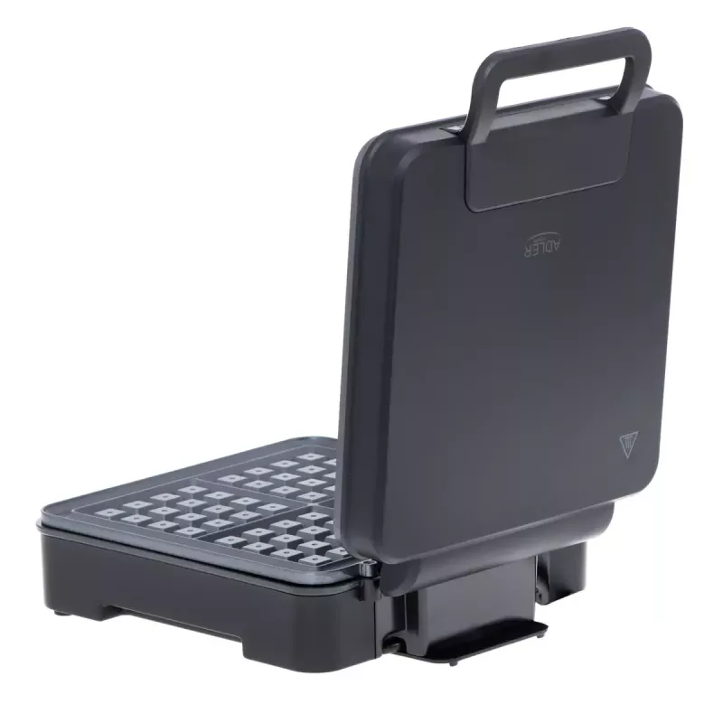 Macchina per waffle Adler AD 3049, 4 waffle quadrati, antiaderente, 1800 W, nero