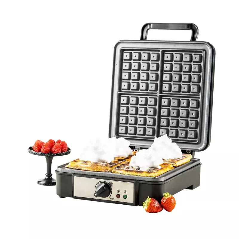 Macchina per waffle Adler AD 3049, 4 waffle quadrati, antiaderente, 1800 W, nero