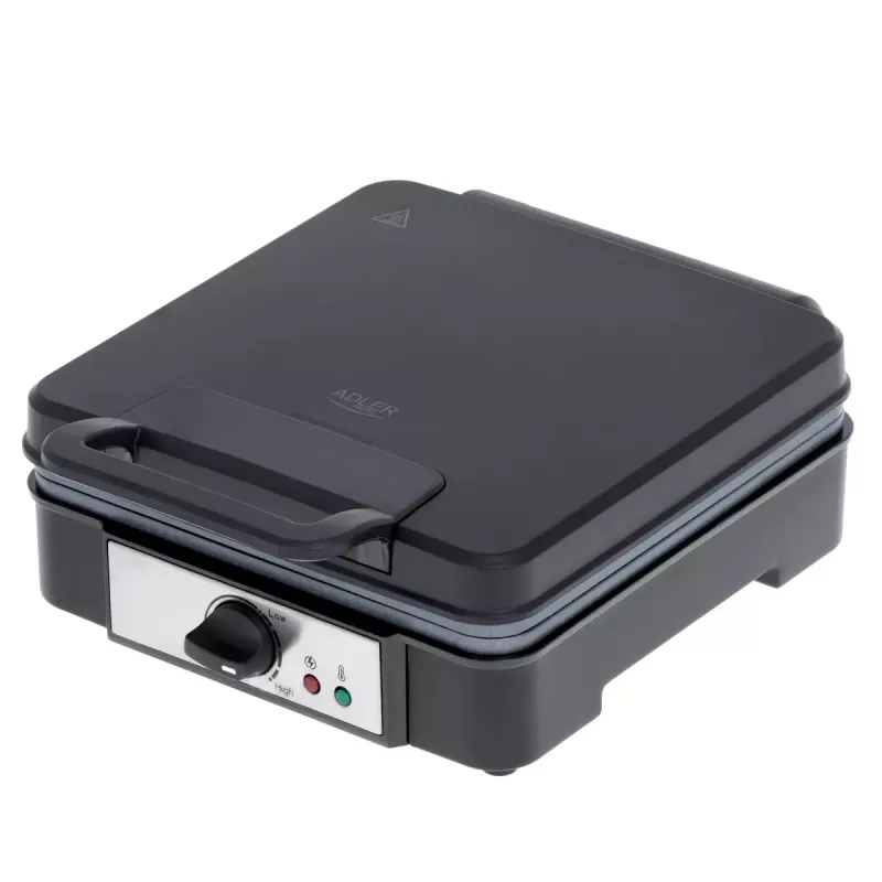 Macchina per waffle Adler AD 3049, 4 waffle quadrati, antiaderente, 1800 W, nero