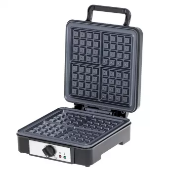 Macchina per waffle Adler AD 3049, 4 waffle quadrati, antiaderente, 1800 W, nero