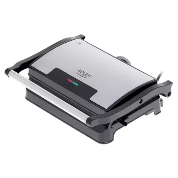 Grill da contatto Adler AD 3052 rettangolare acciaio/nero, 1200 W, superficie a griglia, coperchio bloccabile