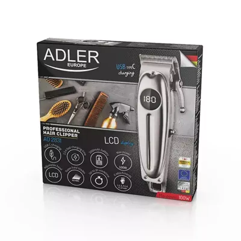 Tagliacapelli Adler AD 2831 argento acciaio inox a V 1 mm