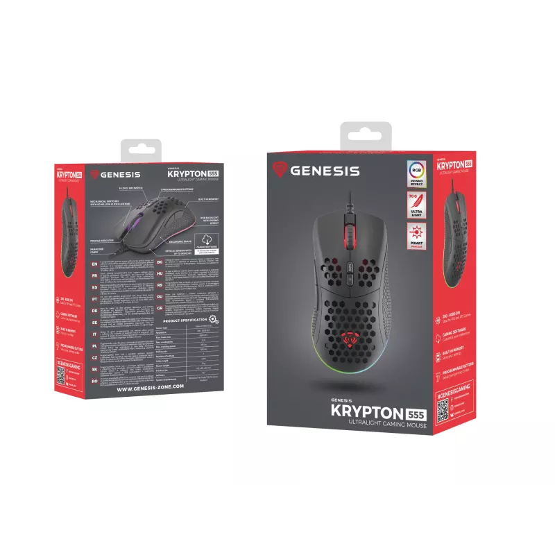 Mouse gaming GENESIS Krypton 555 per destrorsi USB Type-A ottico 8000 DPI