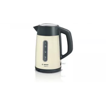 Bollitore elettrico Bosch TWK4P437 1,7 L, 2400 W, corpo in acciaio inox, senza filo, beige/nero