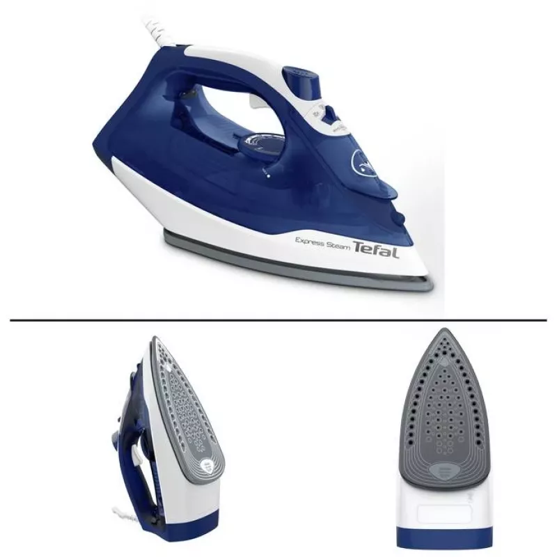 Ferro da stiro Tefal FV2838 Dry & Steam suola Cerilium 2400 W blu, bianco