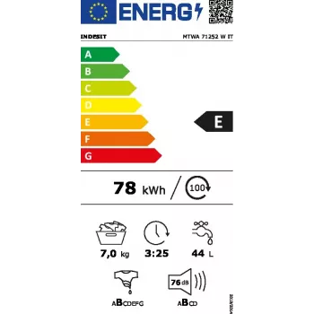 Lavatrice a carica frontale Indesit MTWA 71252 W IT — 7 kg, 1200 giri/min, classe energetica E, bianca