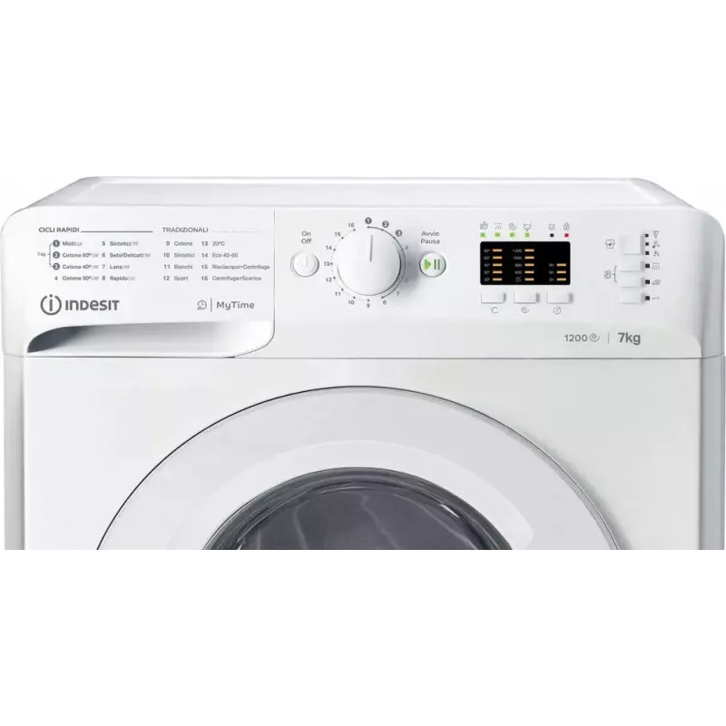Lavatrice a carica frontale Indesit MTWA 71252 W IT — 7 kg, 1200 giri/min, classe energetica E, bianca