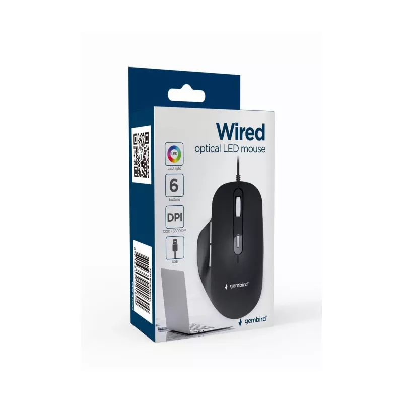 Mouse ottico LED GEMBIRD MUS-6B-02 con filo USB - 6 tasti rotella nero