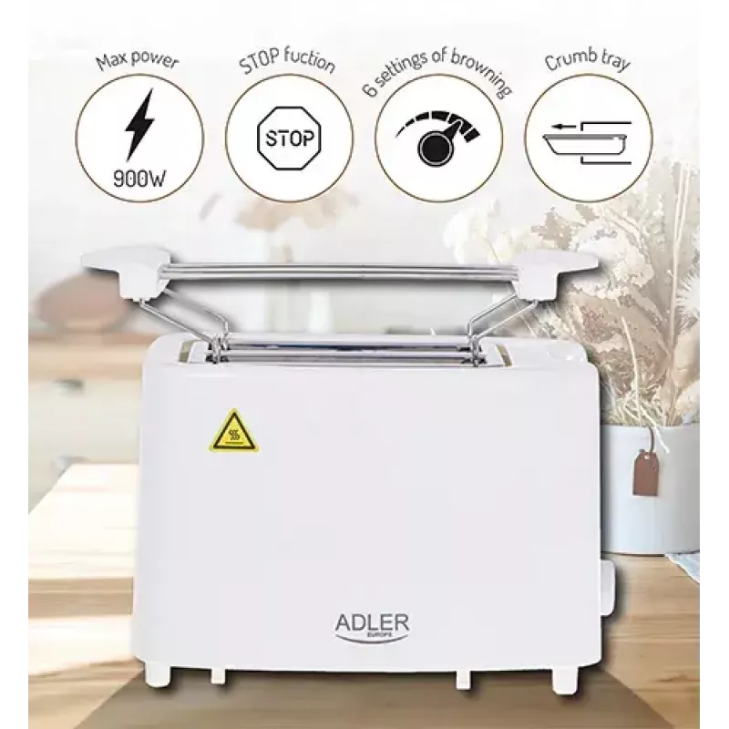 Tostapane Adler AD 3223 2 fette 750 W bianco