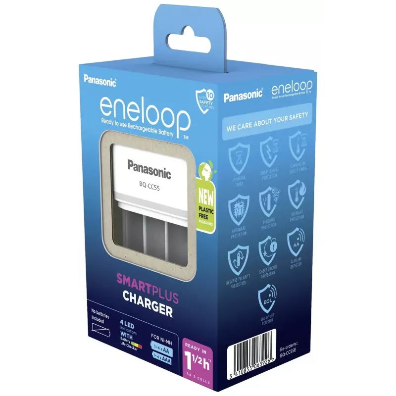 Caricabatterie Panasonic BQ-CC55E — caricatore NiMH/NiCd compatto per batterie AA/AAA