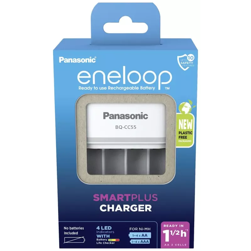 Caricabatterie Panasonic BQ-CC55E — caricatore NiMH/NiCd compatto per batterie AA/AAA