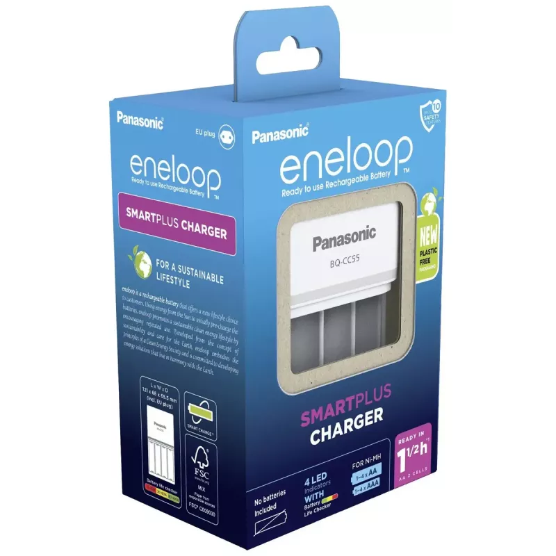 Caricabatterie Panasonic BQ-CC55E — caricatore NiMH/NiCd compatto per batterie AA/AAA