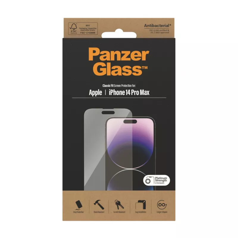 Protezione schermo PanzerGlass Apple iPhone 14 Pro Max Classic Fit antigraffio e antiurto