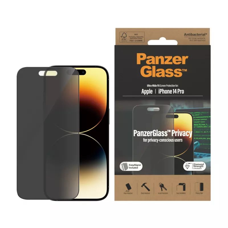 PanzerGlass ® Privacy Screen Protector iPhone 14 Pro | Ultra-Wide Fit con EasyAligner