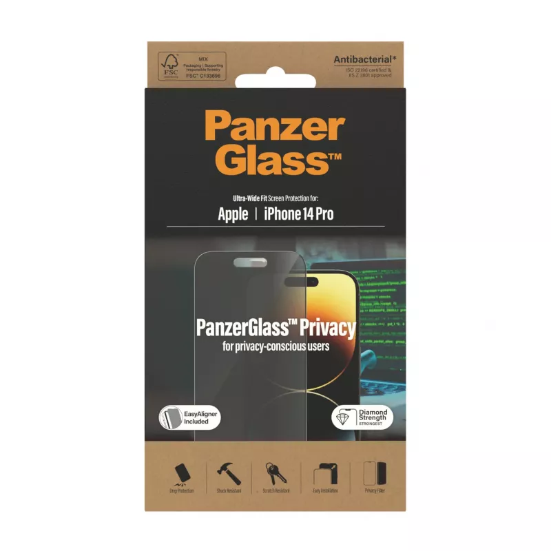 PanzerGlass ® Privacy Screen Protector iPhone 14 Pro | Ultra-Wide Fit con EasyAligner
