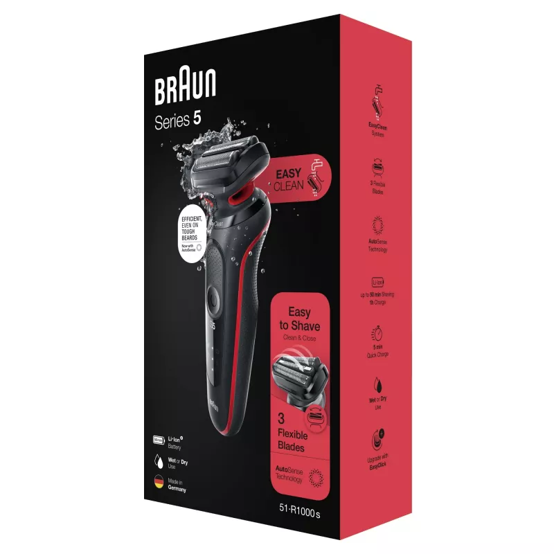 Braun Series 5 50-R1000s rasoir a lamina nero, rosso