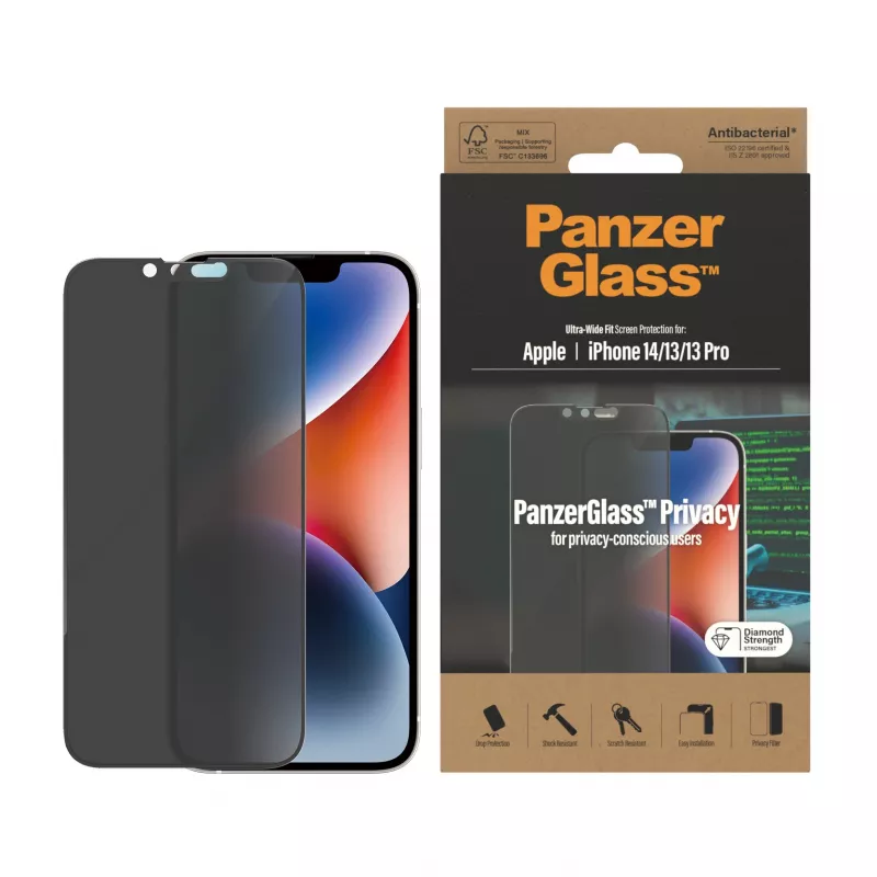 Pellicola privacy PanzerGlass Apple iPhone 14 13 13 Pro antigraffio e antiurto