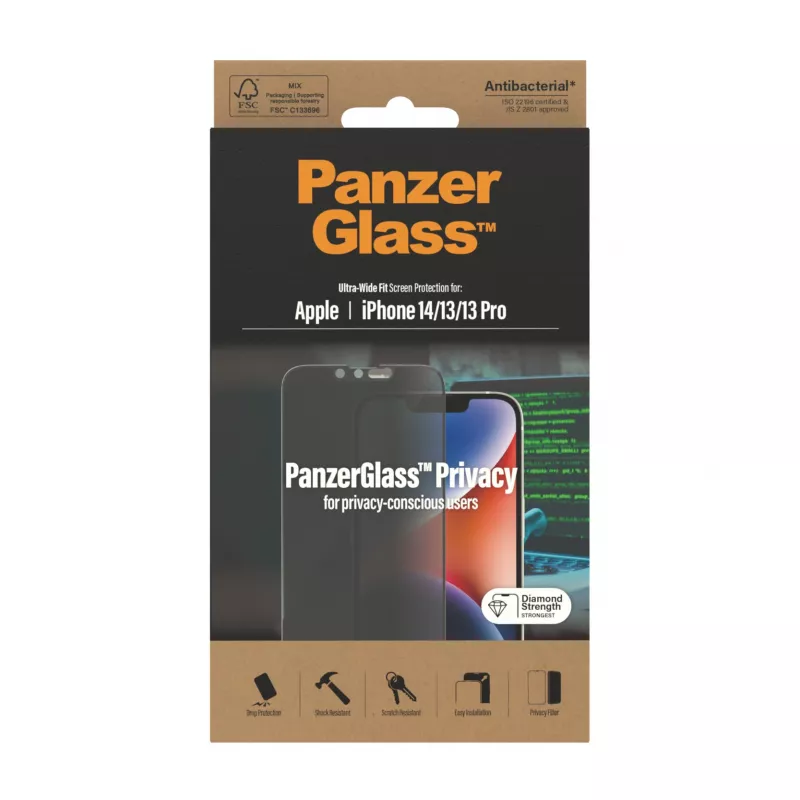 Pellicola privacy PanzerGlass Apple iPhone 14 13 13 Pro antigraffio e antiurto