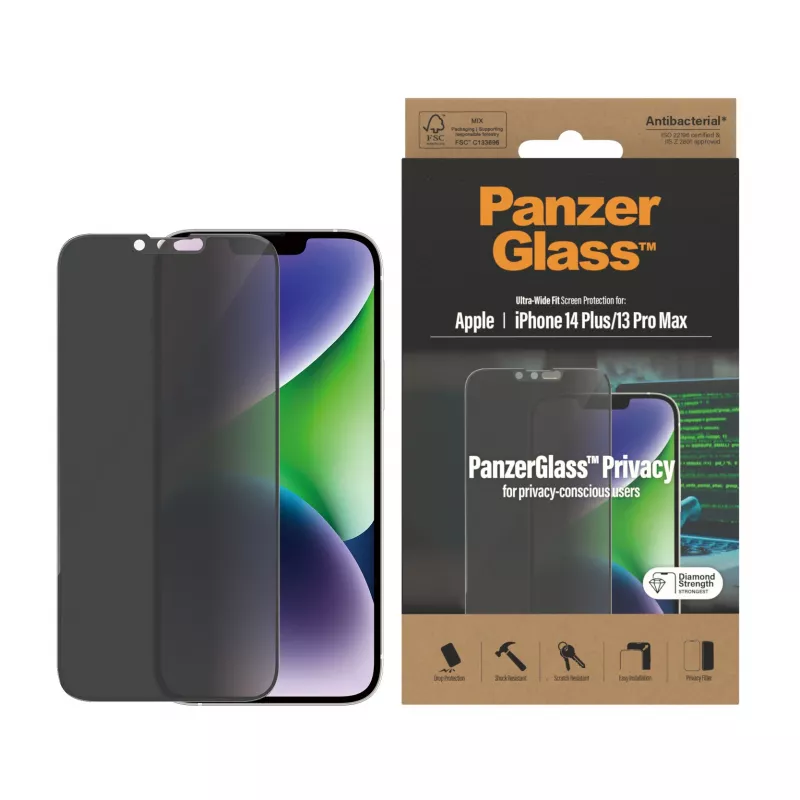 Pellicola protettiva privacy PanzerGlass Apple iPhone 14 Plus 13 Pro Max antigraffio antiurto
