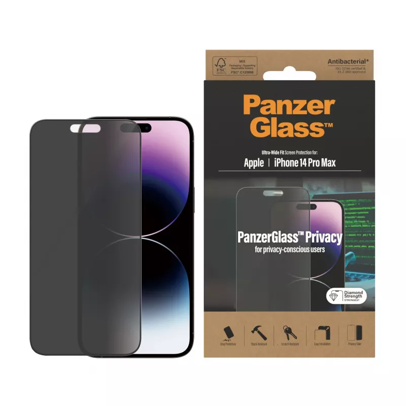 Pellicola protettiva privacy PanzerGlass ® iPhone 14 Pro Max | Ultra-Wide Fit