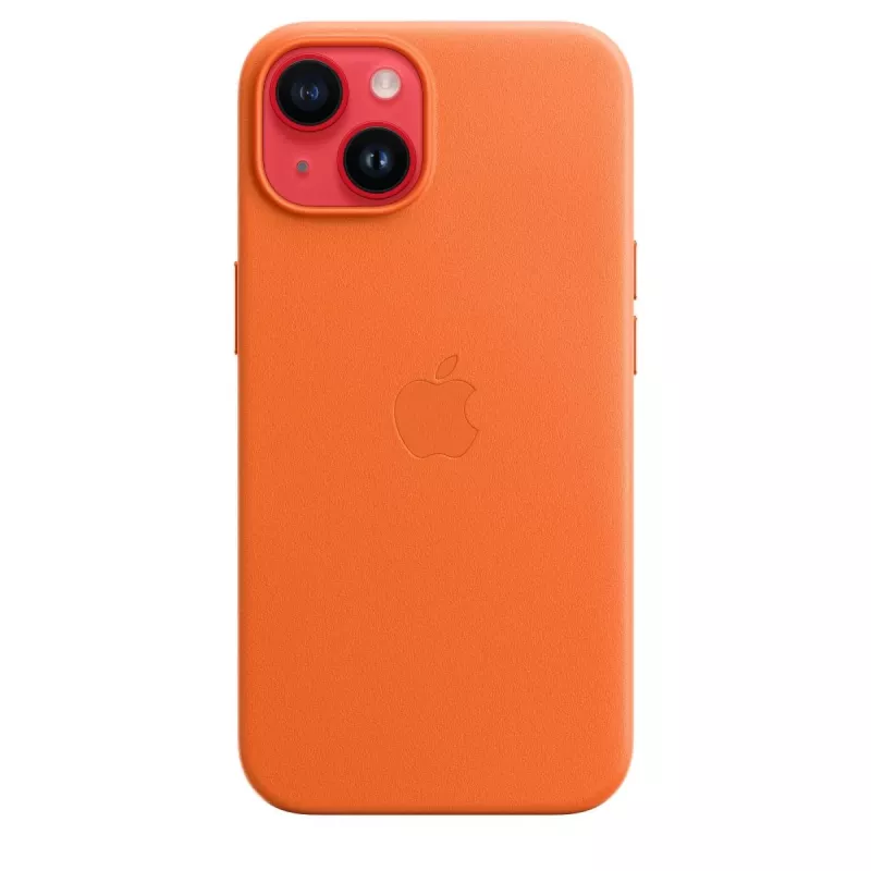 Custodia in pelle APPLE con MagSafe iPhone 14 arancione