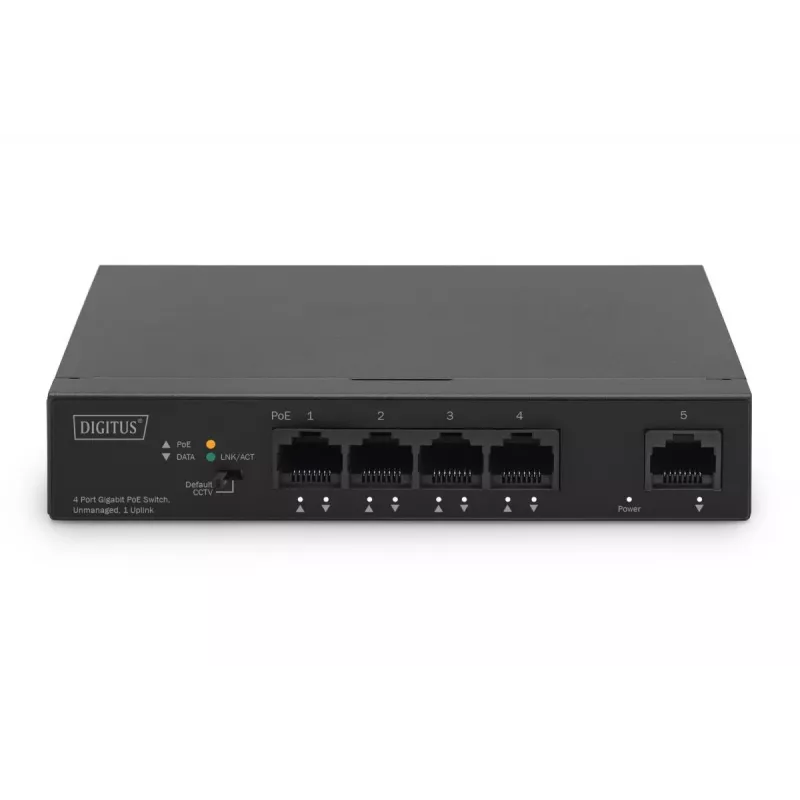 DIGITUS Switch PoE 4+1 porte Ethernet Unmanaged 4 porte PoE,
