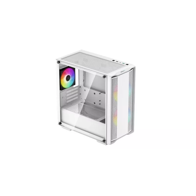Case PC DeepCool CC360 WH ARGB Mini Tower bianco — Micro-ATX/Mini-ITX, vetro temperato, 2x 3,5 pollici + 3x 2,5 pollici, 2x ventole frontali 120 mm
