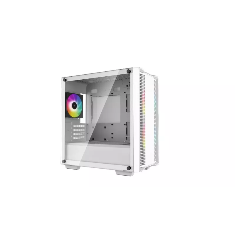 Case PC DeepCool CC360 WH ARGB Mini Tower bianco — Micro-ATX/Mini-ITX, vetro temperato, 2x 3,5 pollici + 3x 2,5 pollici, 2x ventole frontali 120 mm
