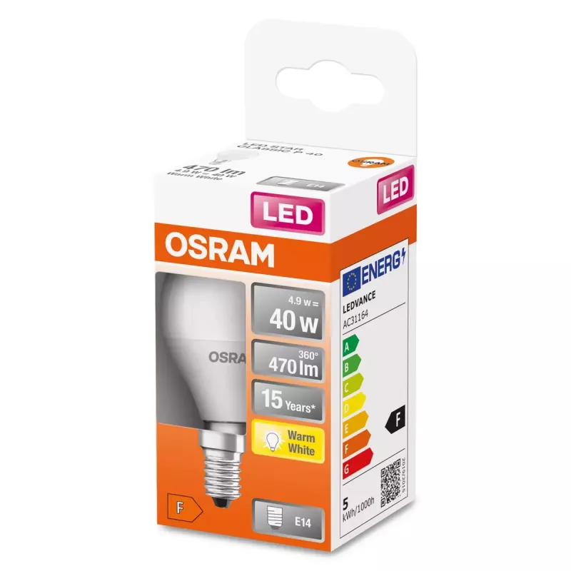 Lampadina LED Osram STAR 5W E14 bianco caldo 2700K 470lm 15000h