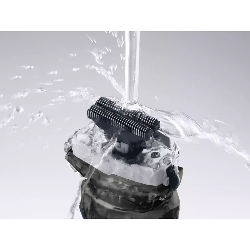 Panasonic ES-RW33 rasoio elettrico a lamina, Wet & Dry, senza fili, trimmer a scomparsa, autonomia 30 min, nero/argento