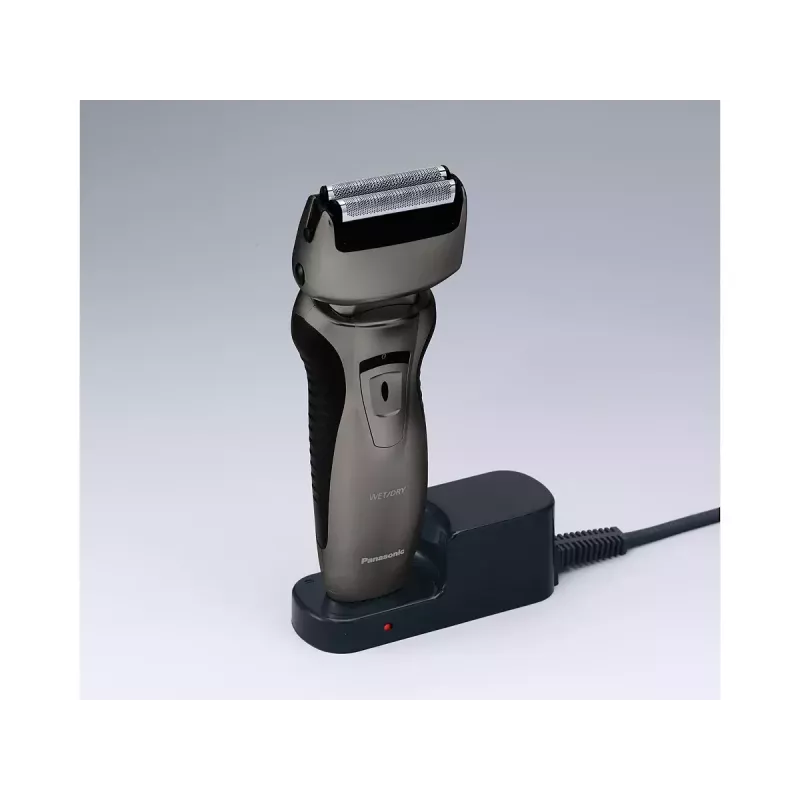 Panasonic ES-RW33 rasoio elettrico a lamina, Wet & Dry, senza fili, trimmer a scomparsa, autonomia 30 min, nero/argento