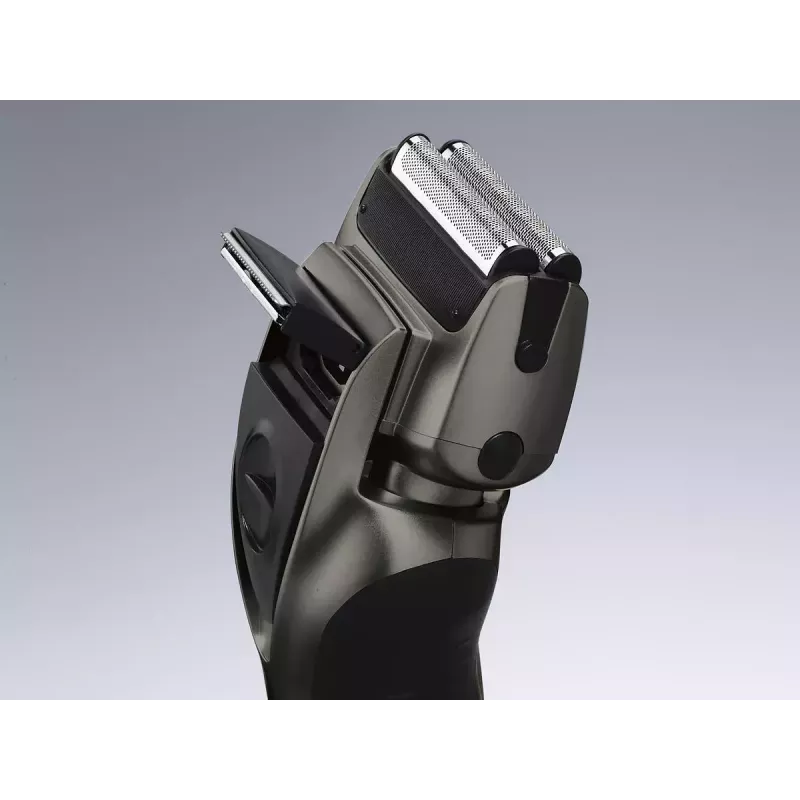 Panasonic ES-RW33 rasoio elettrico a lamina, Wet & Dry, senza fili, trimmer a scomparsa, autonomia 30 min, nero/argento