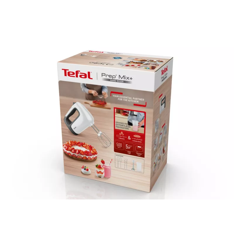 Frullatore a mano Tefal Prep'Mix HT4621 — 500 W, 5 velocità, fruste in metallo, bianco