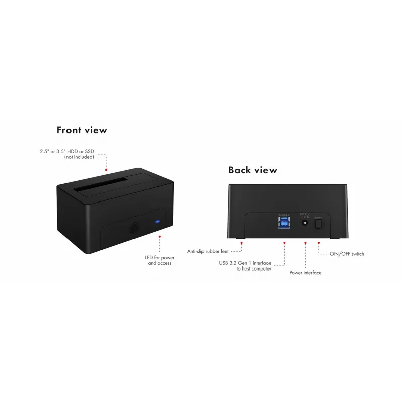 ICY BOX IB-1121-U3 USB 3.2 Gen 1 (3.1 Gen 1) Type-A nero