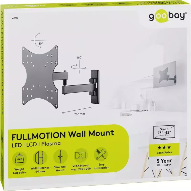 Goobay supporto a parete TV Basic FULLMOTION (S) 15 kg 23-42