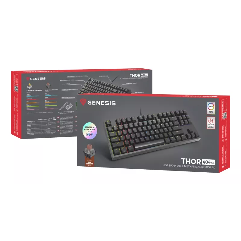 GENESIS Thor 404 TKL tastiera Gaming USB QWERTY US-inglese nero