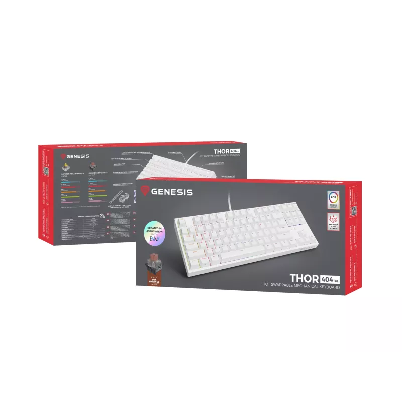 GENESIS Thor 404 TKL tastiera Gaming USB QWERTY US International bianco