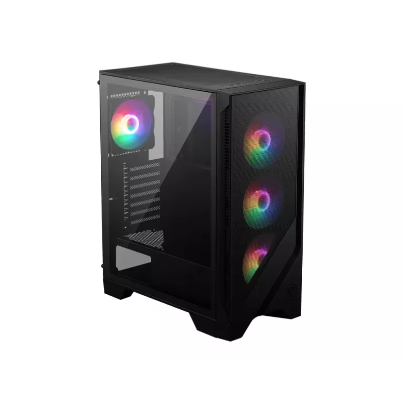 Case PC MSI MAG FORGE 120A AIRFLOW Midi-Tower — nero, vetro temperato, mesh, 3 ventole frontali da 120 mm, 2 ventole superiori da 120 mm, supporto ATX