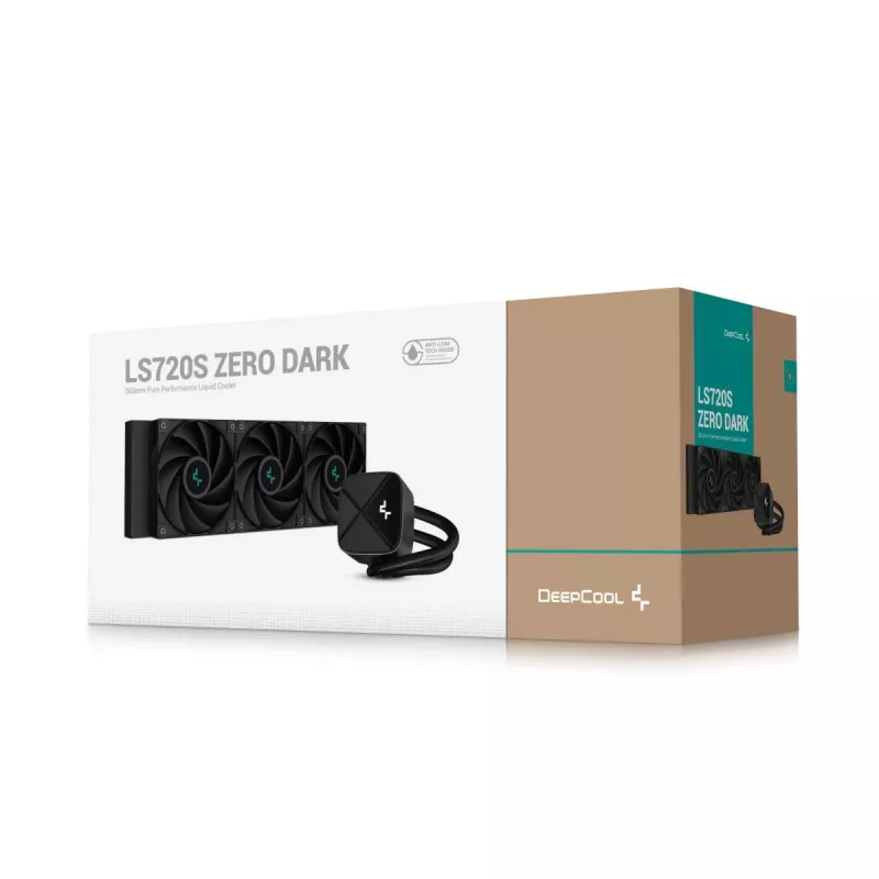 Dissipatore liquido all-in-one DeepCool LS720S Zero Dark — 3 ventole da 120 mm, radiatore da 360 mm, tubi da 41 cm, pompa da 6 W, supporto LGA1151/AM4/AM5, nero