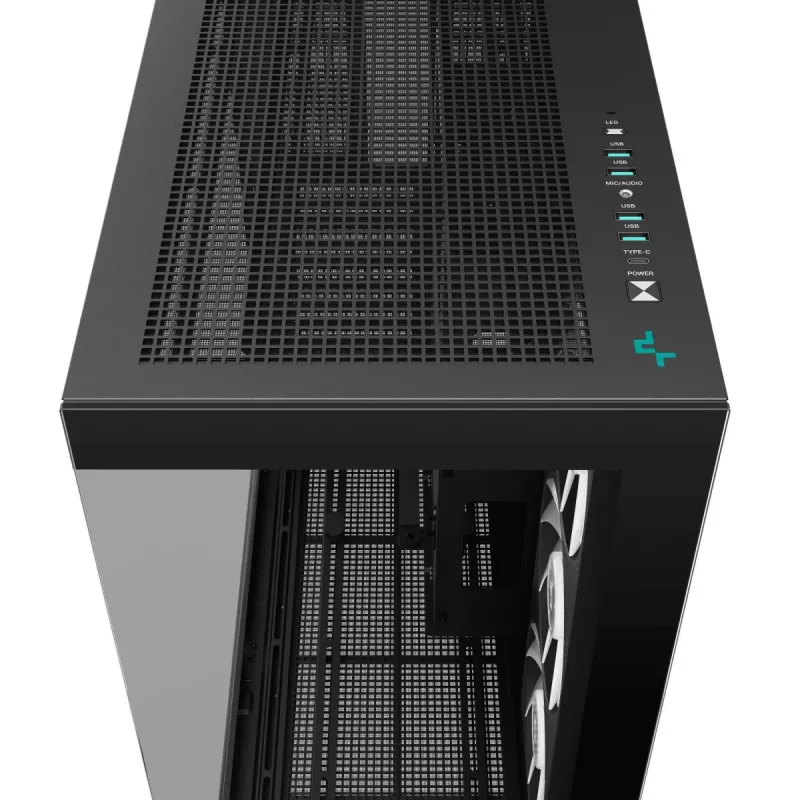 DeepCool CH780 case Full Tower per gaming, E-ATX, finestra laterale in vetro temperato, senza alimentatore, nero