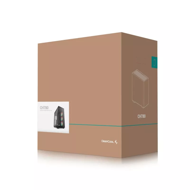 DeepCool CH780 case Full Tower per gaming, E-ATX, finestra laterale in vetro temperato, senza alimentatore, nero