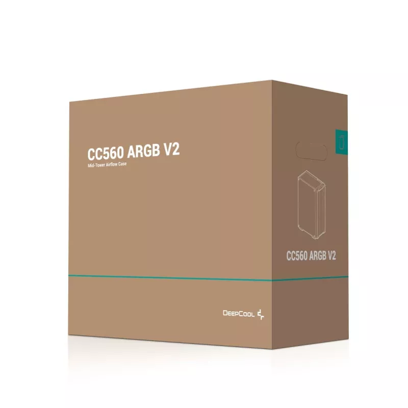 Case PC DeepCool CC560 ARGB V2 midi-tower nero — ATX/Micro-ATX/Mini-ITX, vetro temperato, aRGB, supporta GPU fino a 370 mm